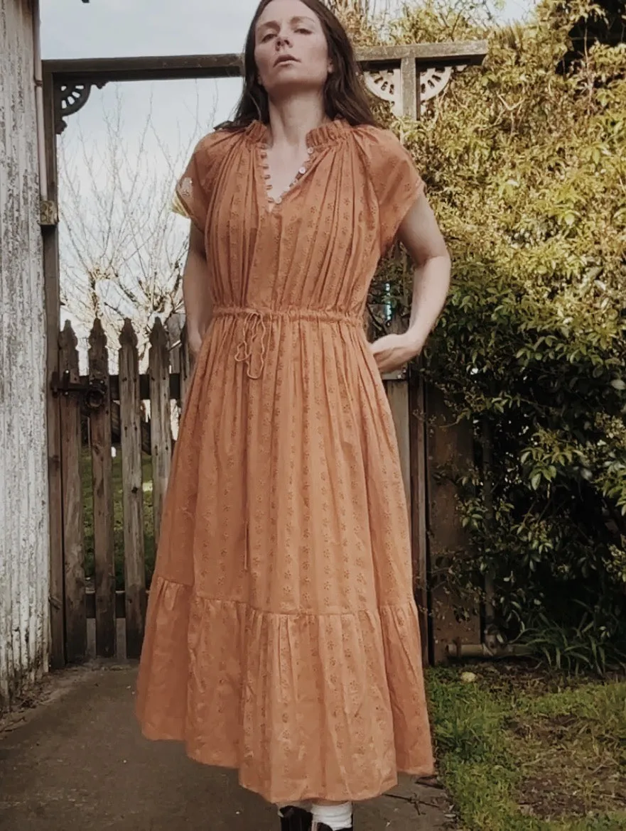 100% RECYCLED COTTON - ISABEL DRESS COPPER COTTON LACE