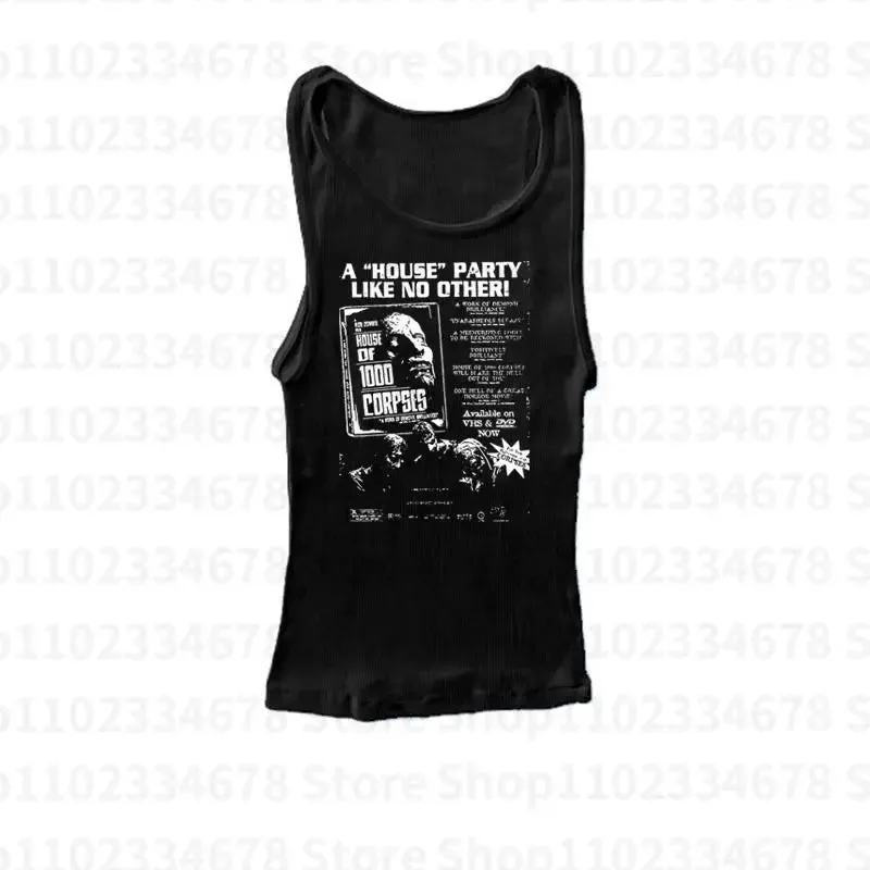 2000s Punk Print Sleeveless Vest - Streetwear Aesthetic Clothing, Vintage Crop Top for Women, Y2K Style Tank Tops Emo