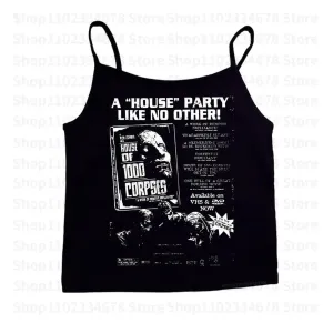 2000s Punk Print Sleeveless Vest - Streetwear Aesthetic Clothing, Vintage Crop Top for Women, Y2K Style Tank Tops Emo