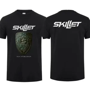 2024 Hot Sale Summer 100% CottonRock Band Skillet Victorious Black T-Shirt Men Short Sleeve Cool Tee Hip Hop Streetwear