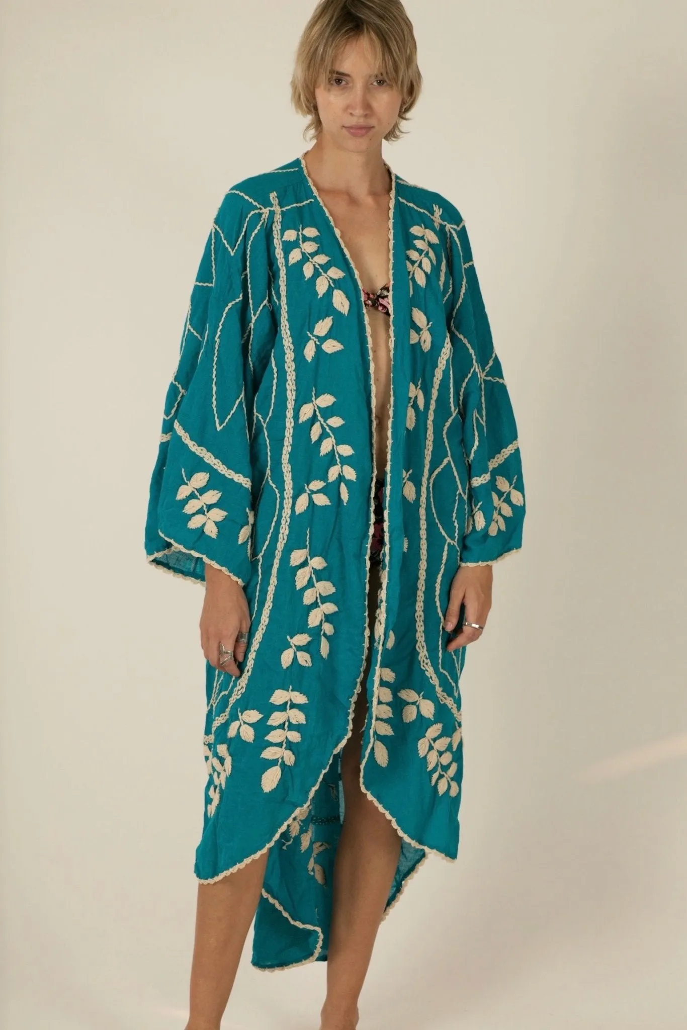 ACHELOUS OCEAN EMBROIDERED KIMONO