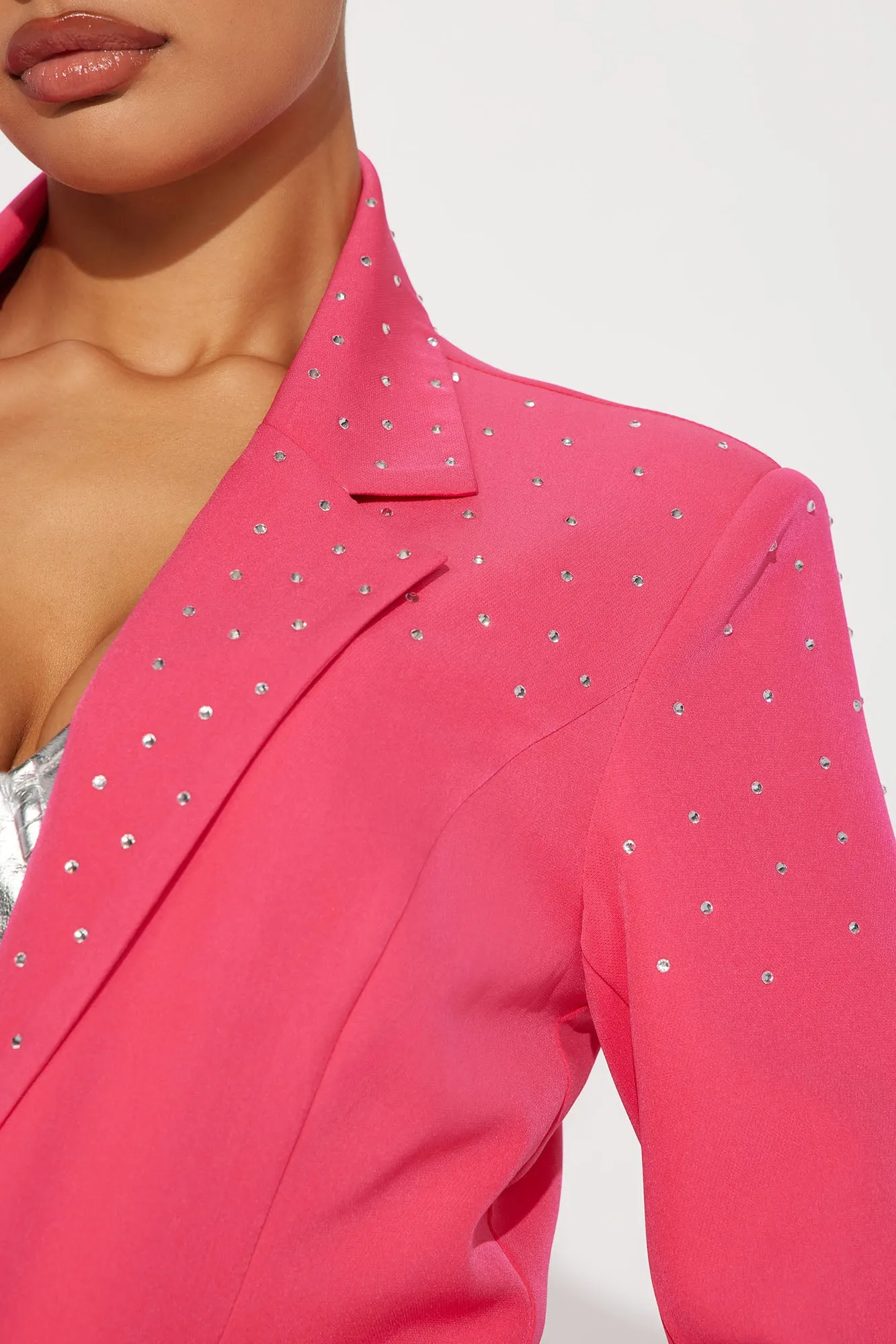 All About The Glam Embellished Blazer - Fuchsia