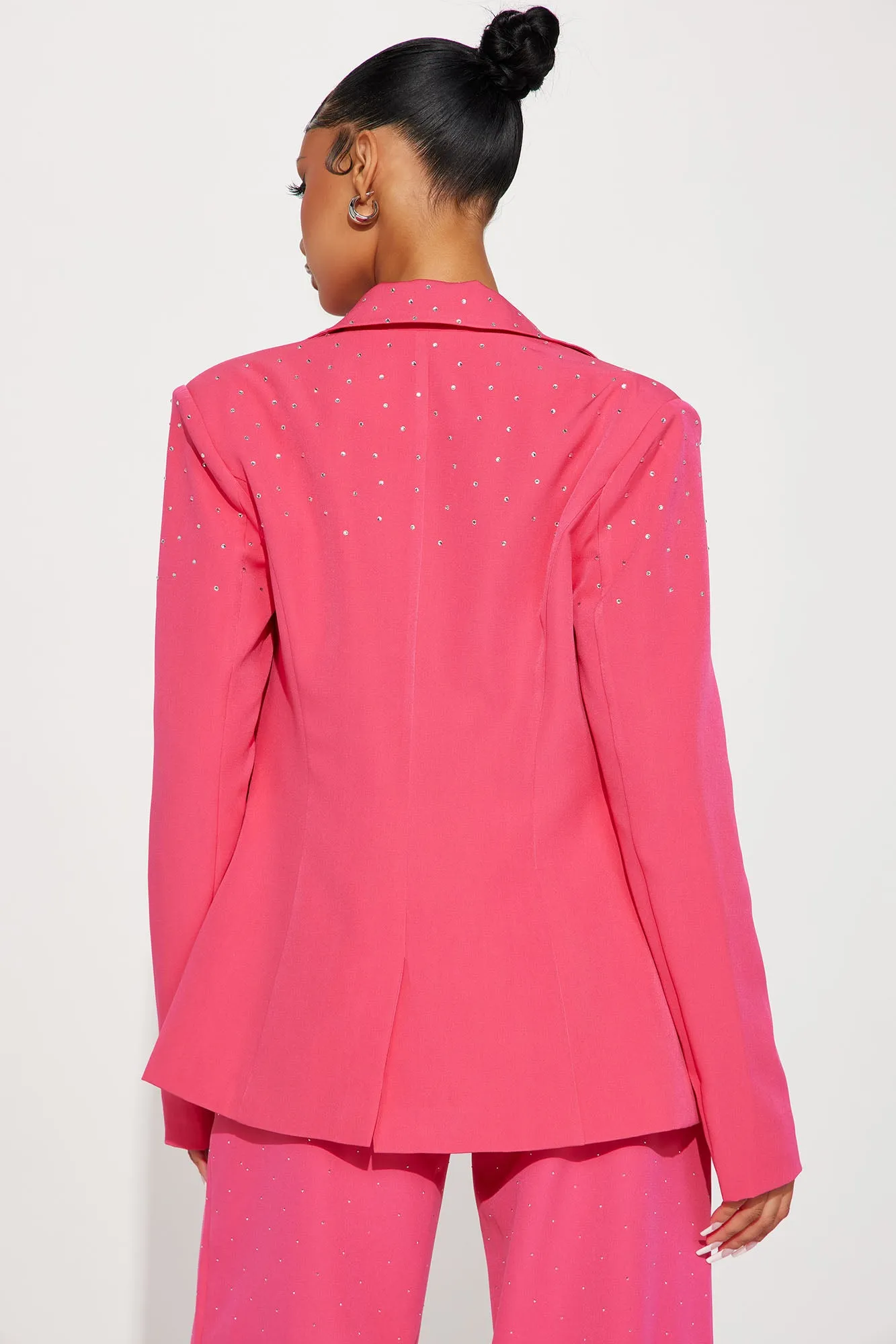 All About The Glam Embellished Blazer - Fuchsia