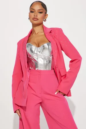 All About The Glam Embellished Blazer - Fuchsia