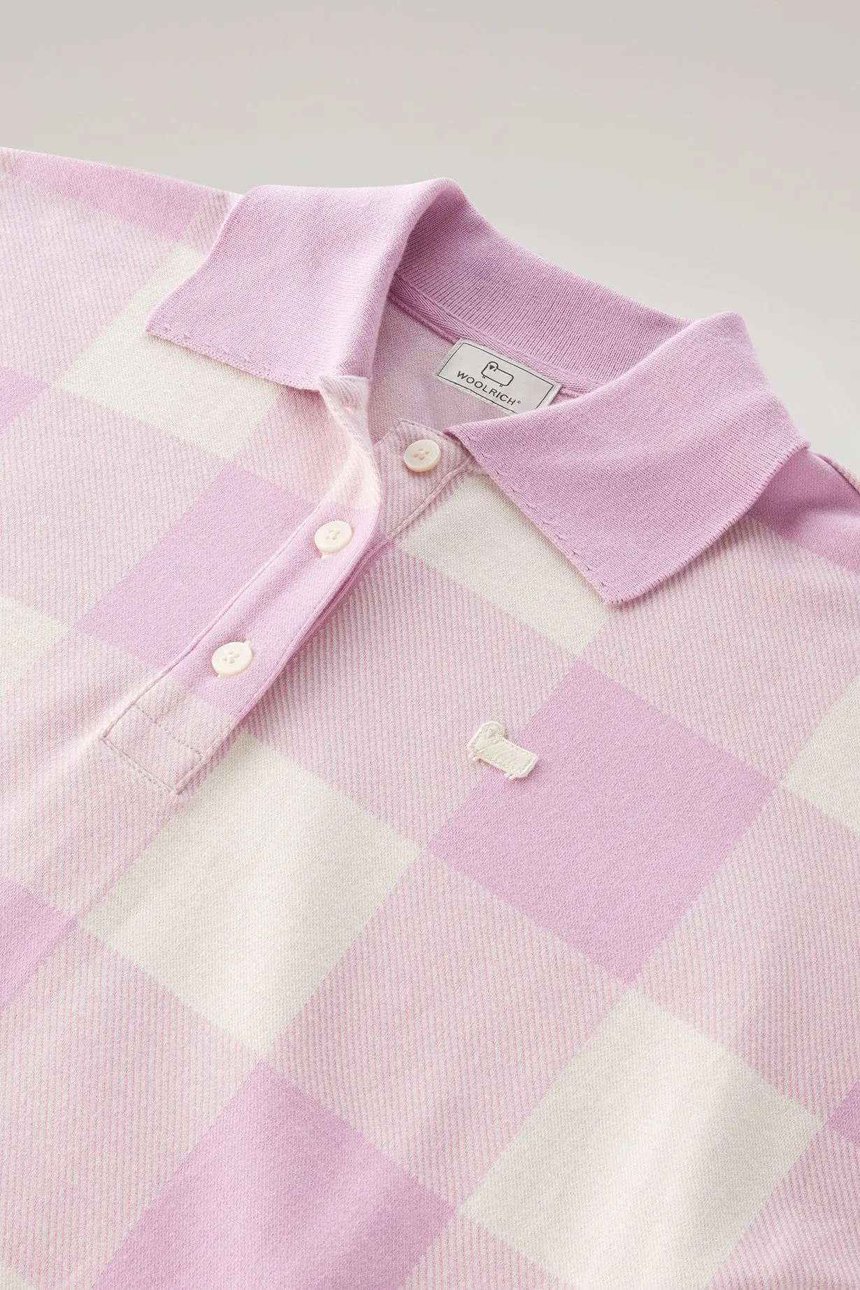 American Check Polo in Yarn-Dyed Stretch Cotton Blend SMOKY ROSE BUFFALO