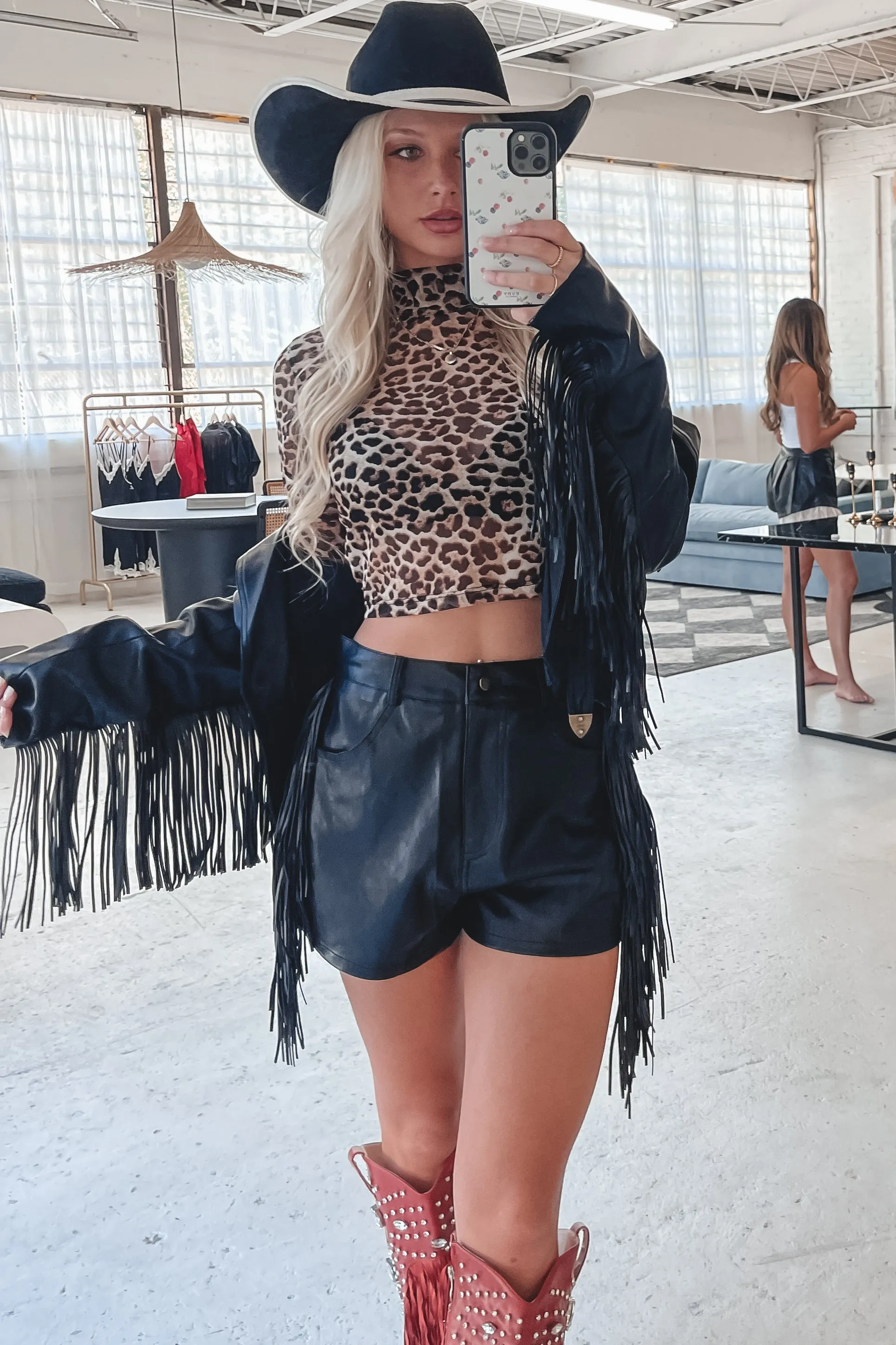 Badder Than The Rest Black Leather Fringe Jacket