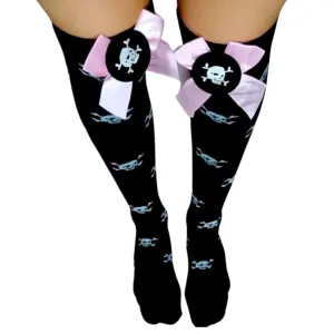 Black Bone Chillin Over Knee Socks