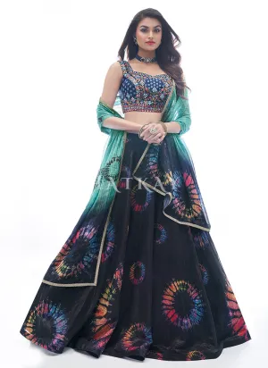 Black Embroidered Festive Lehenga Choli