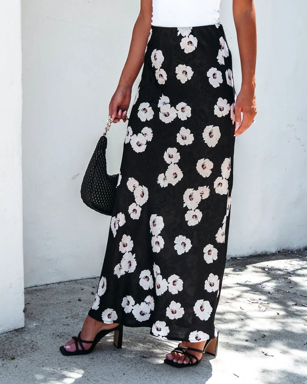 Black Floral Print Maxi Skirt - FINAL SALE