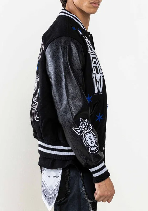 Black Mono Bright Future Varsity Jacket