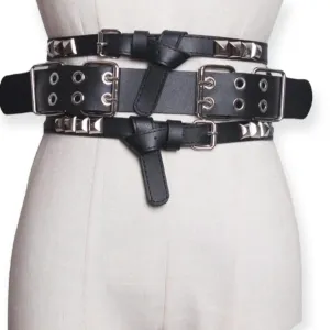 Black Studded Wide Fashion Belt