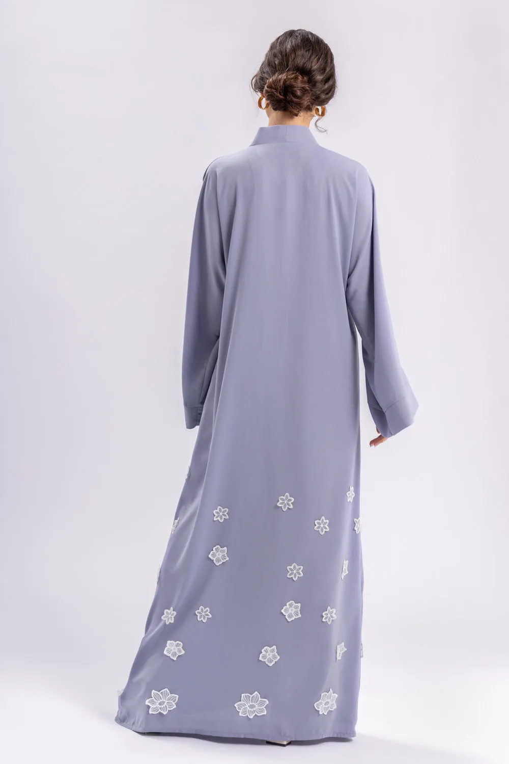 Blue Floral Open Abaya