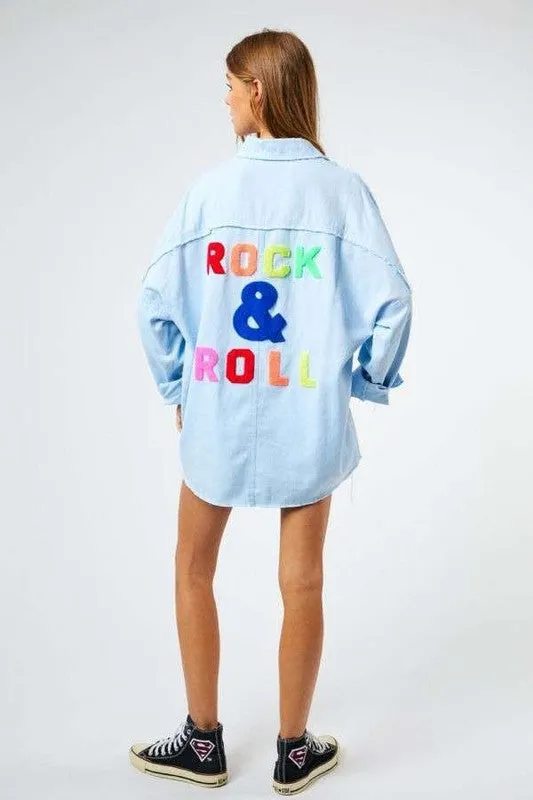 Bohemian Multi Color Rock & Roll Fringed Hem Detail Shirt