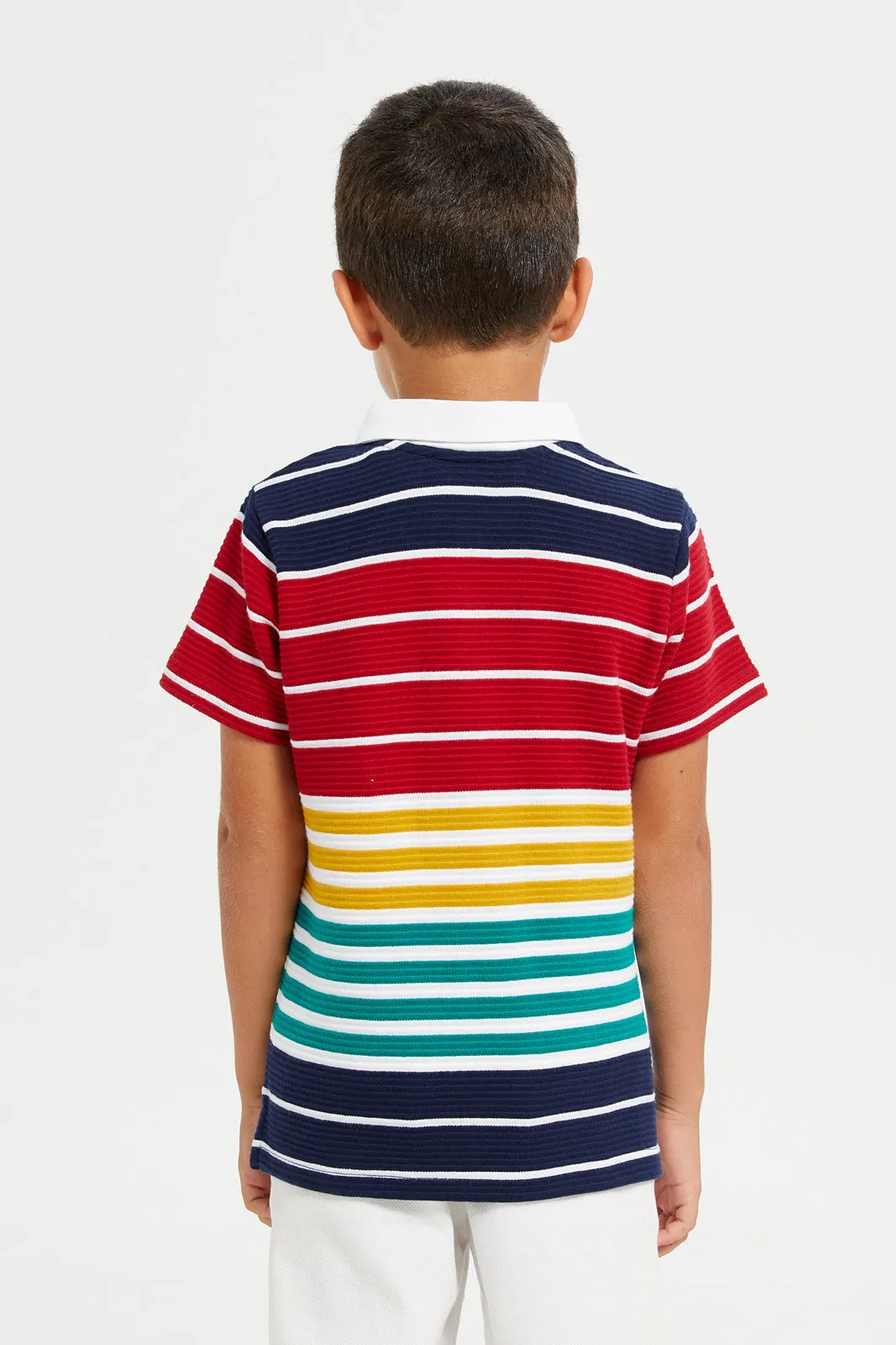 Boy Multicolour Striped Polo Shirt