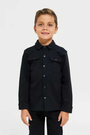 Boys Black Collar Shirt