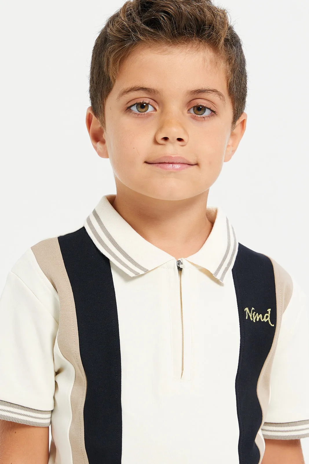 Boys Cut & Sew Interlock Polo Shirt