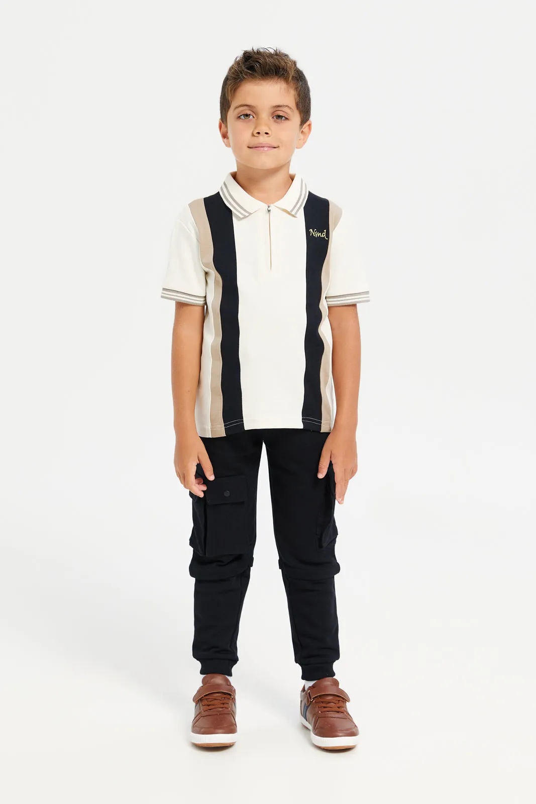 Boys Cut & Sew Interlock Polo Shirt