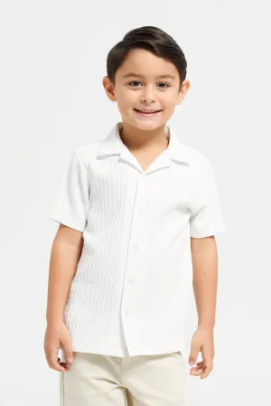 Boys White Jacquard Shirt