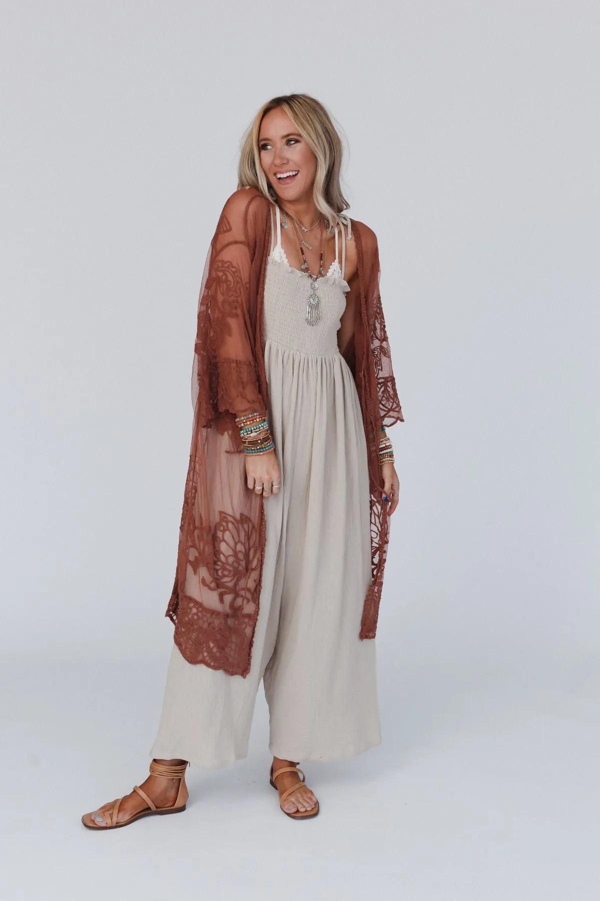 Butterfly Beach Kimono - Brown