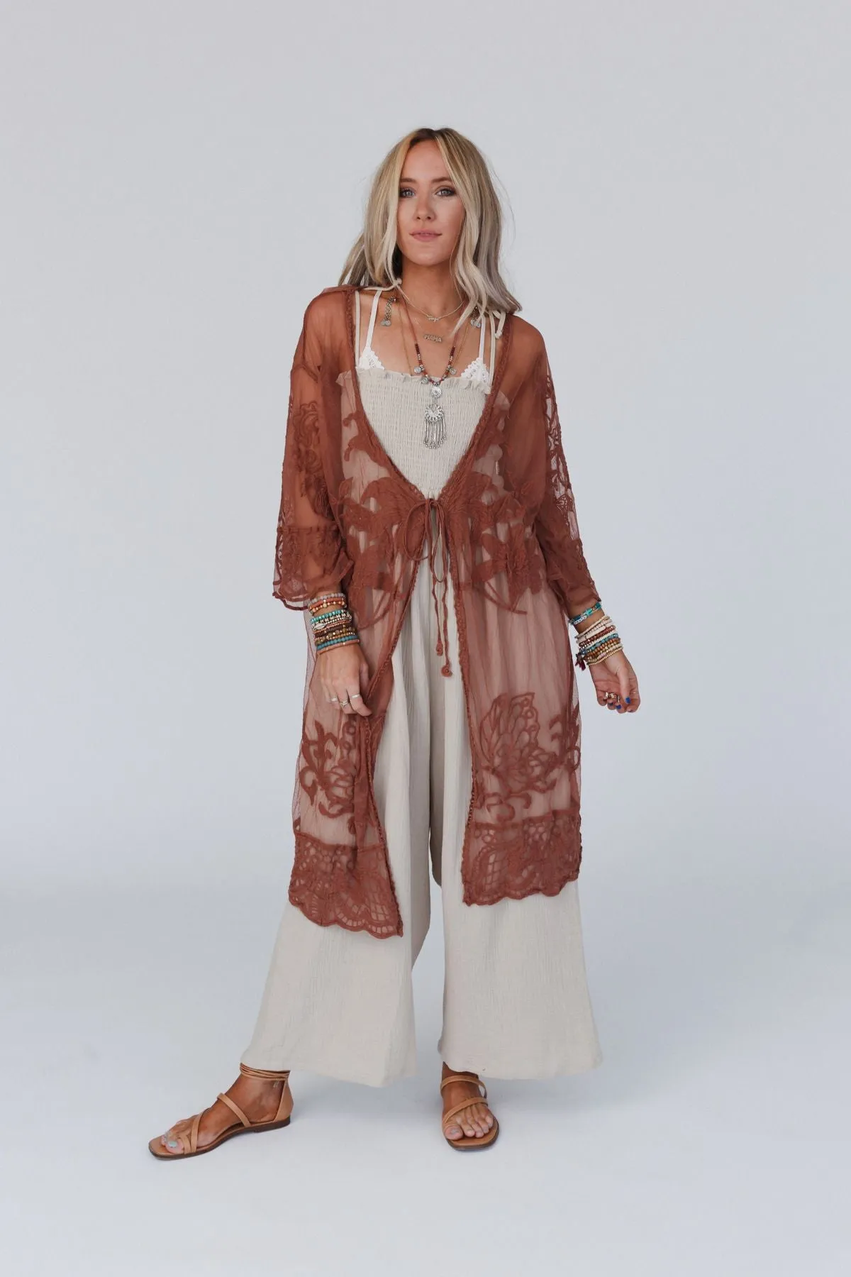 Butterfly Beach Kimono - Brown