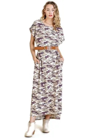 Camo Maxi Dress, Taupe