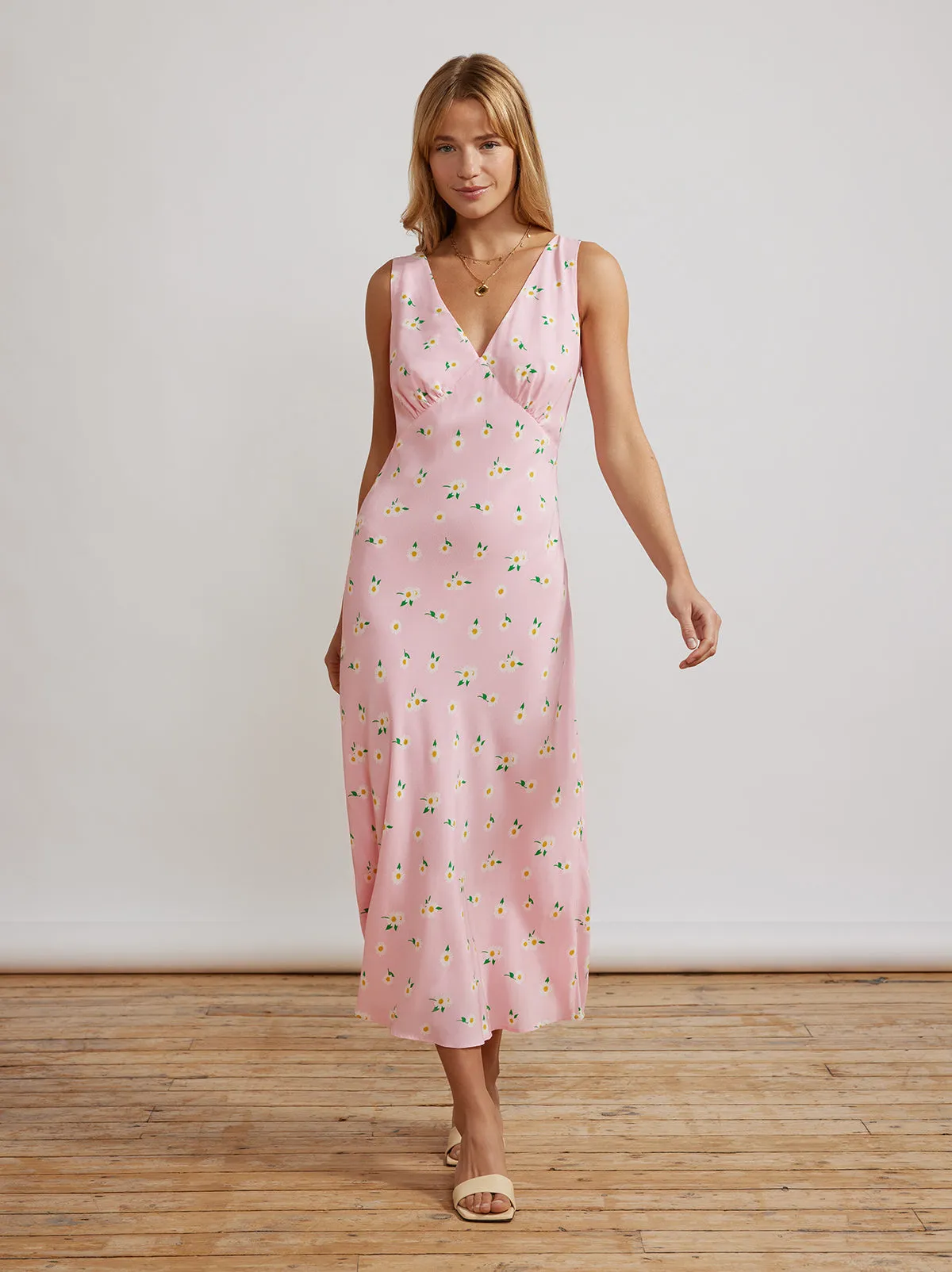 Claire Pink Daisy Slip Dress