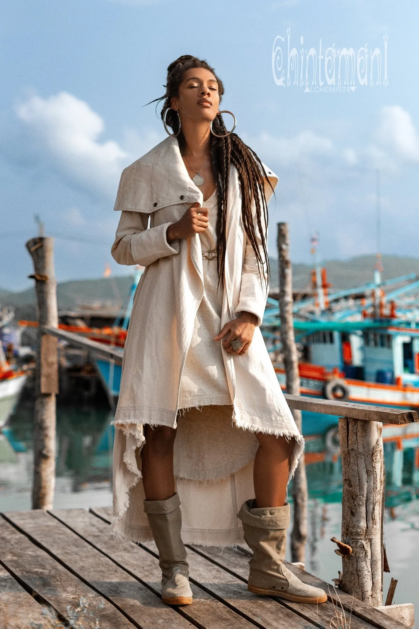 Cotton Canvas Bohemian Raw Coat