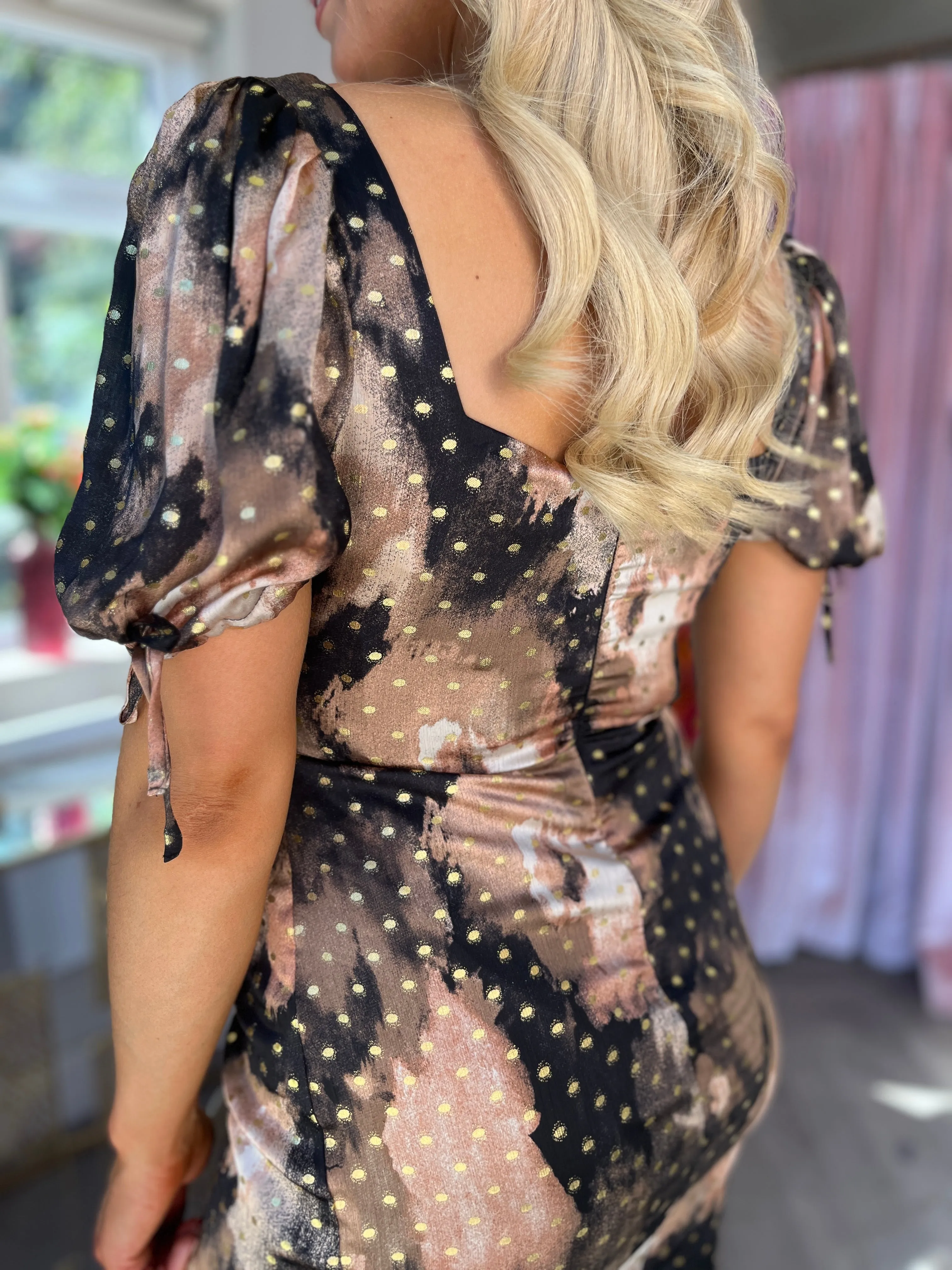 Dove Gold Print Dress