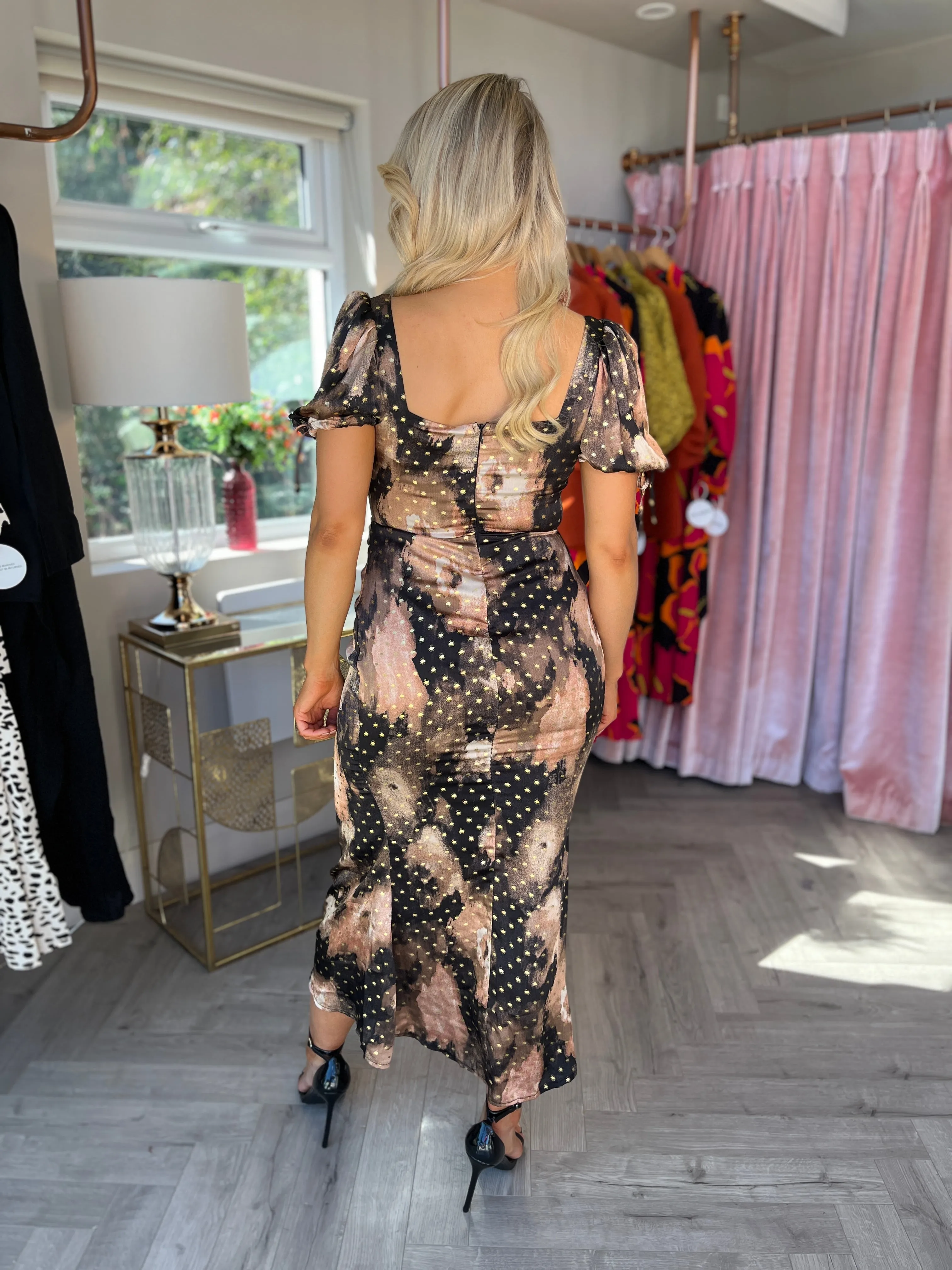 Dove Gold Print Dress