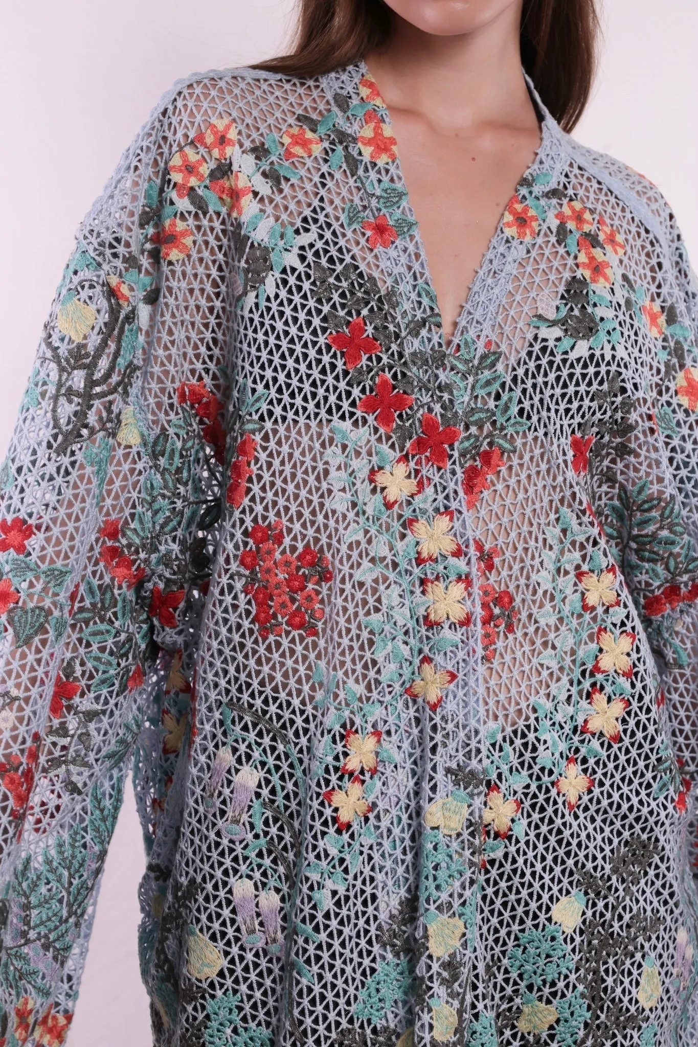 FLOWER COMB LIGHT BLUE COLOR KIMONO