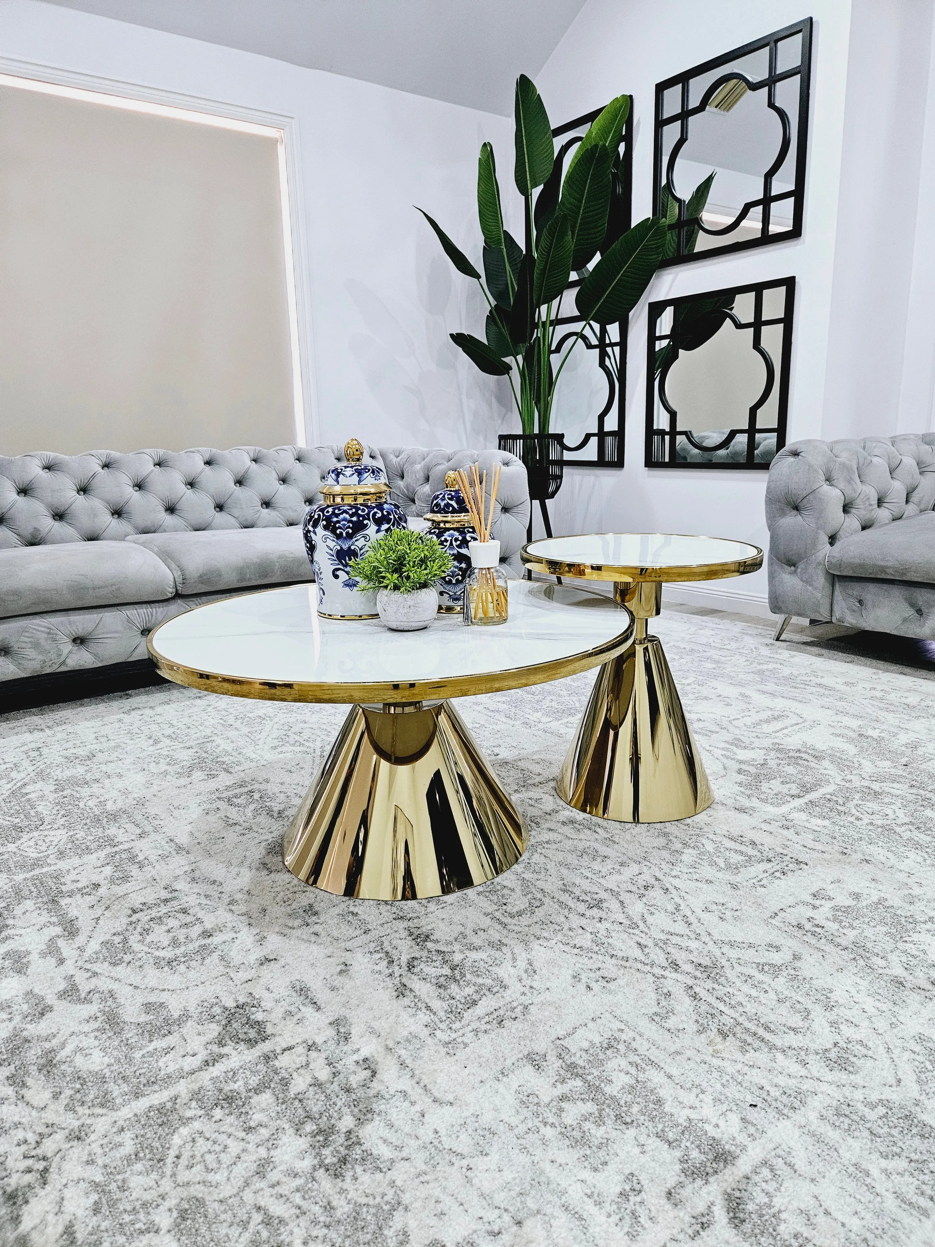 Glam Designer Marble Coffee Table and Side Table Collection - 3 Colours Available