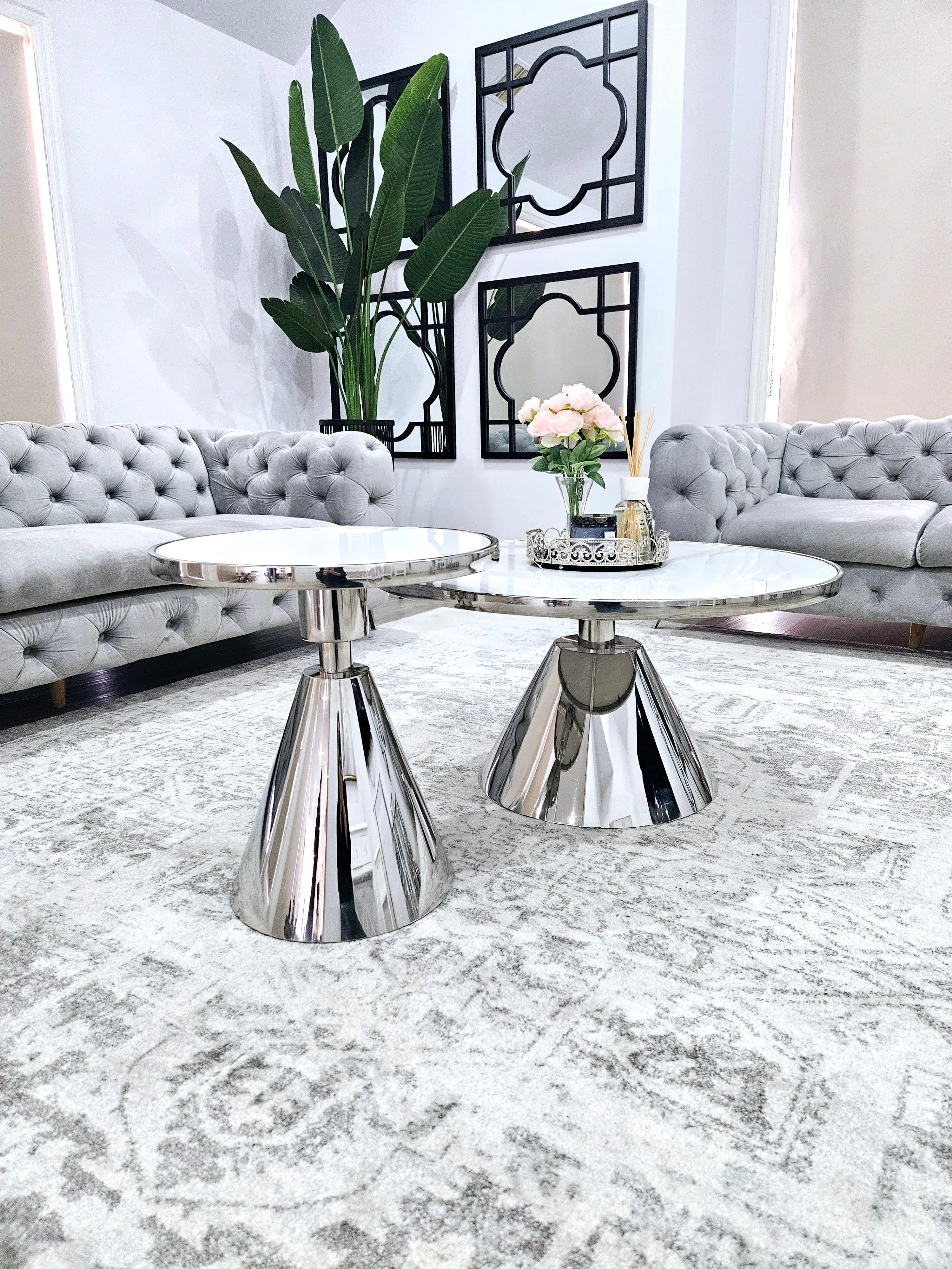 Glam Designer Marble Coffee Table and Side Table Collection - 3 Colours Available