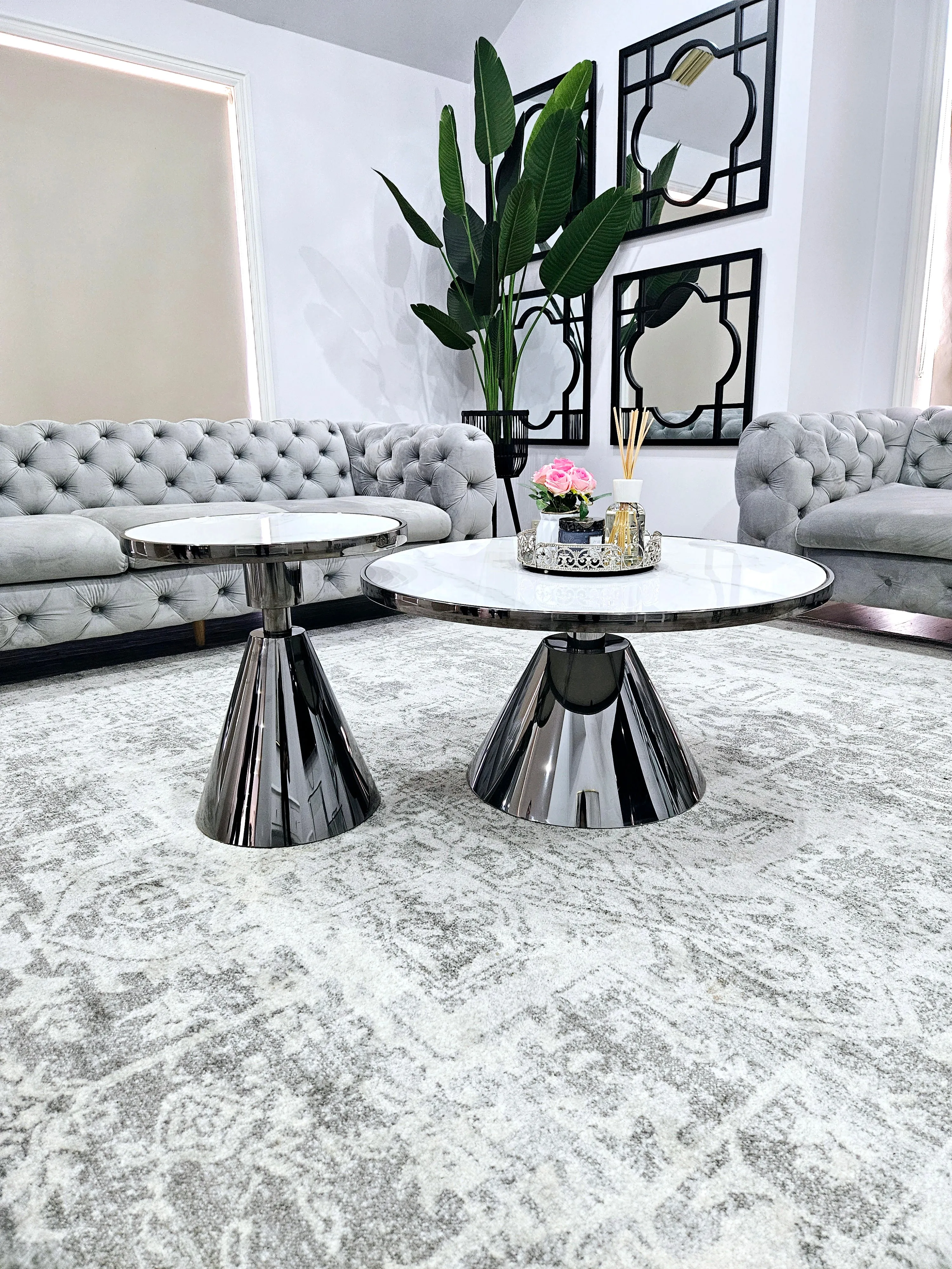 Glam Designer Marble Coffee Table and Side Table Collection - 3 Colours Available