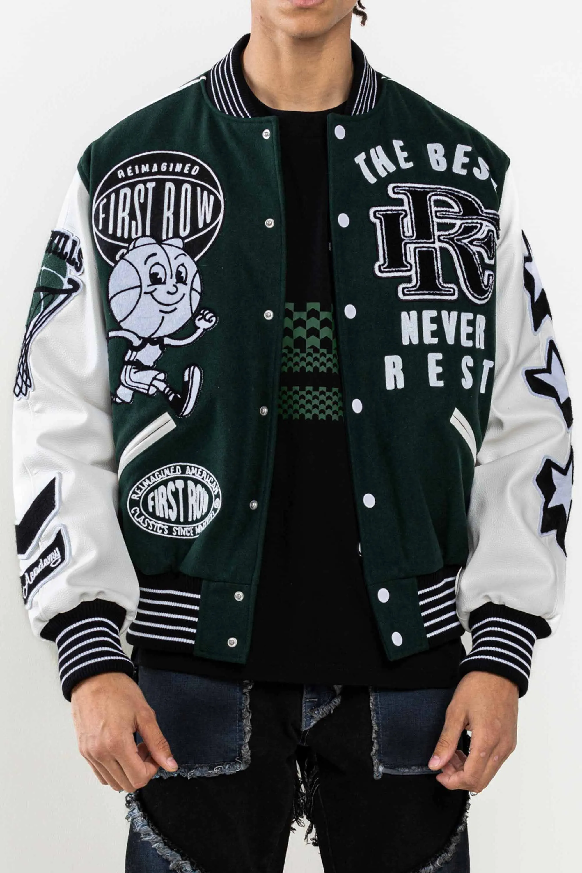 Green The Best Never Rest Championship Varsity Jacket