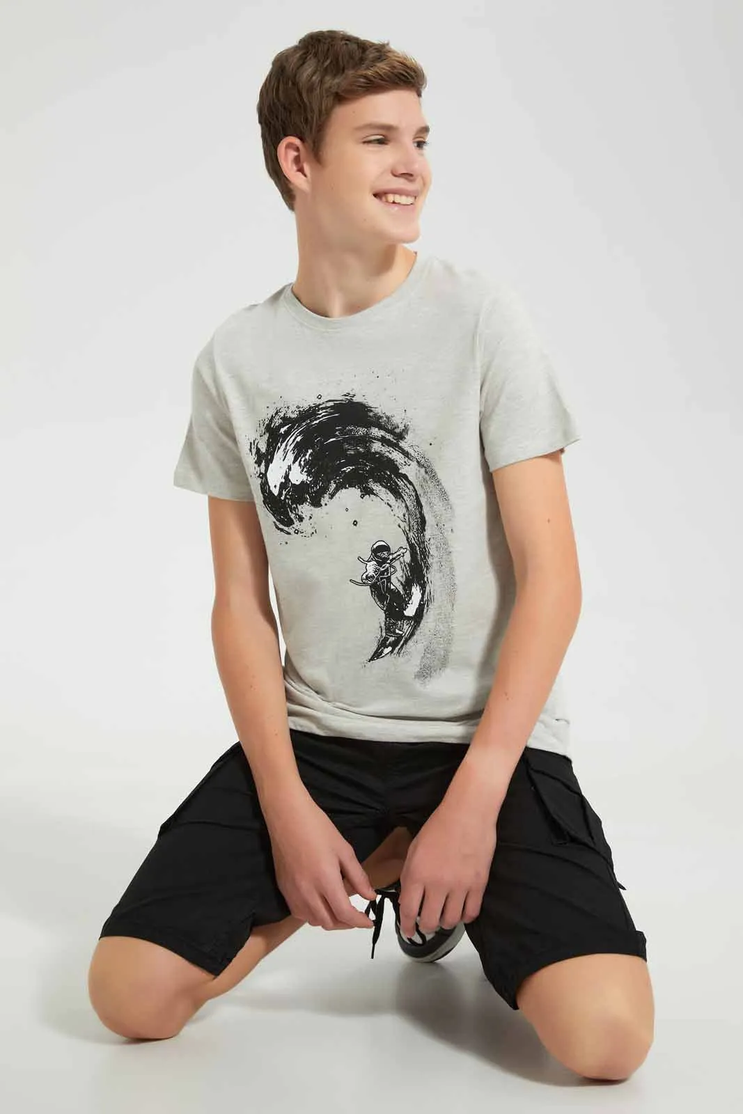 Grey Space Surfing T-Shirt