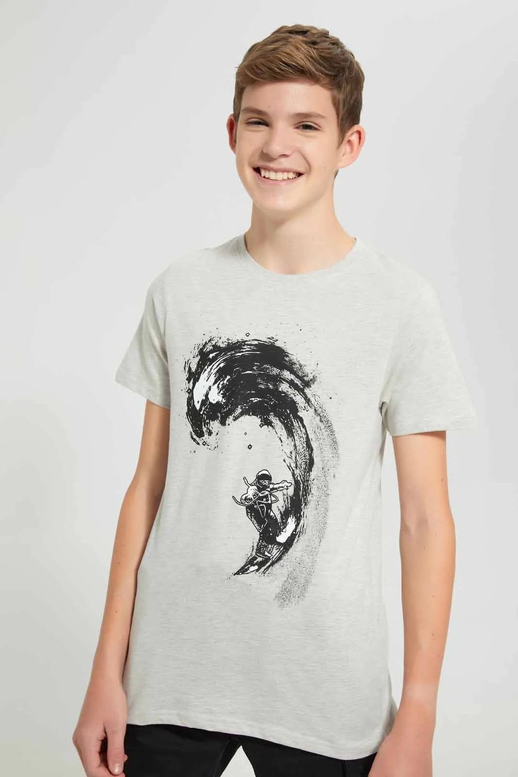 Grey Space Surfing T-Shirt