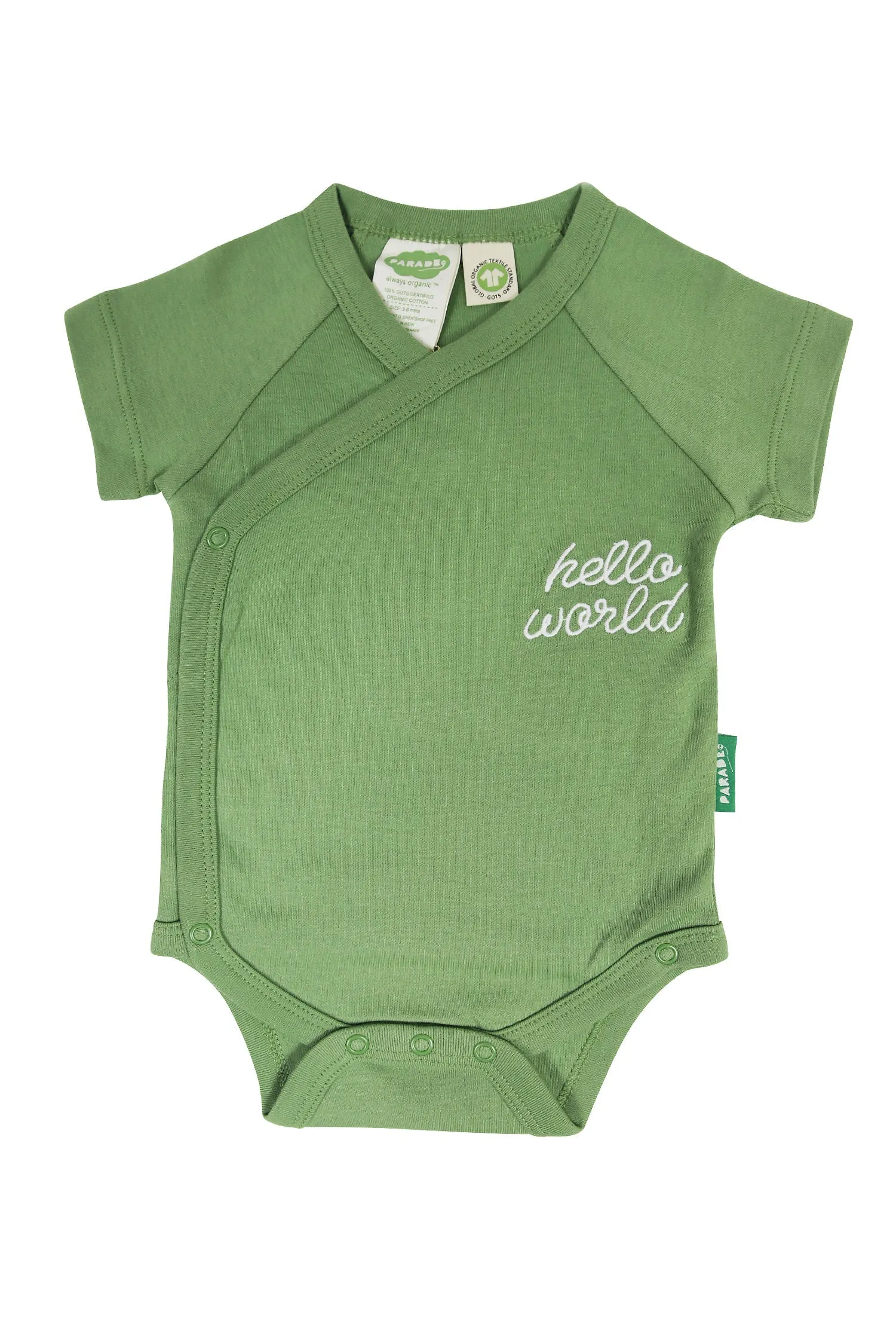 'Hello World' - Wrap Bodysuit Short Sleeve