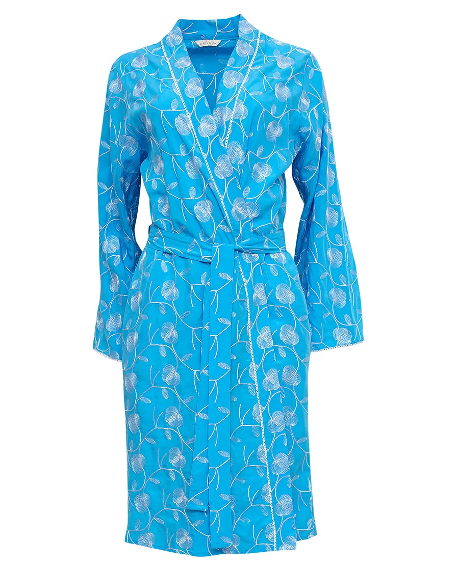 Leona Lace Trim Embroidered Short Dressing Gown