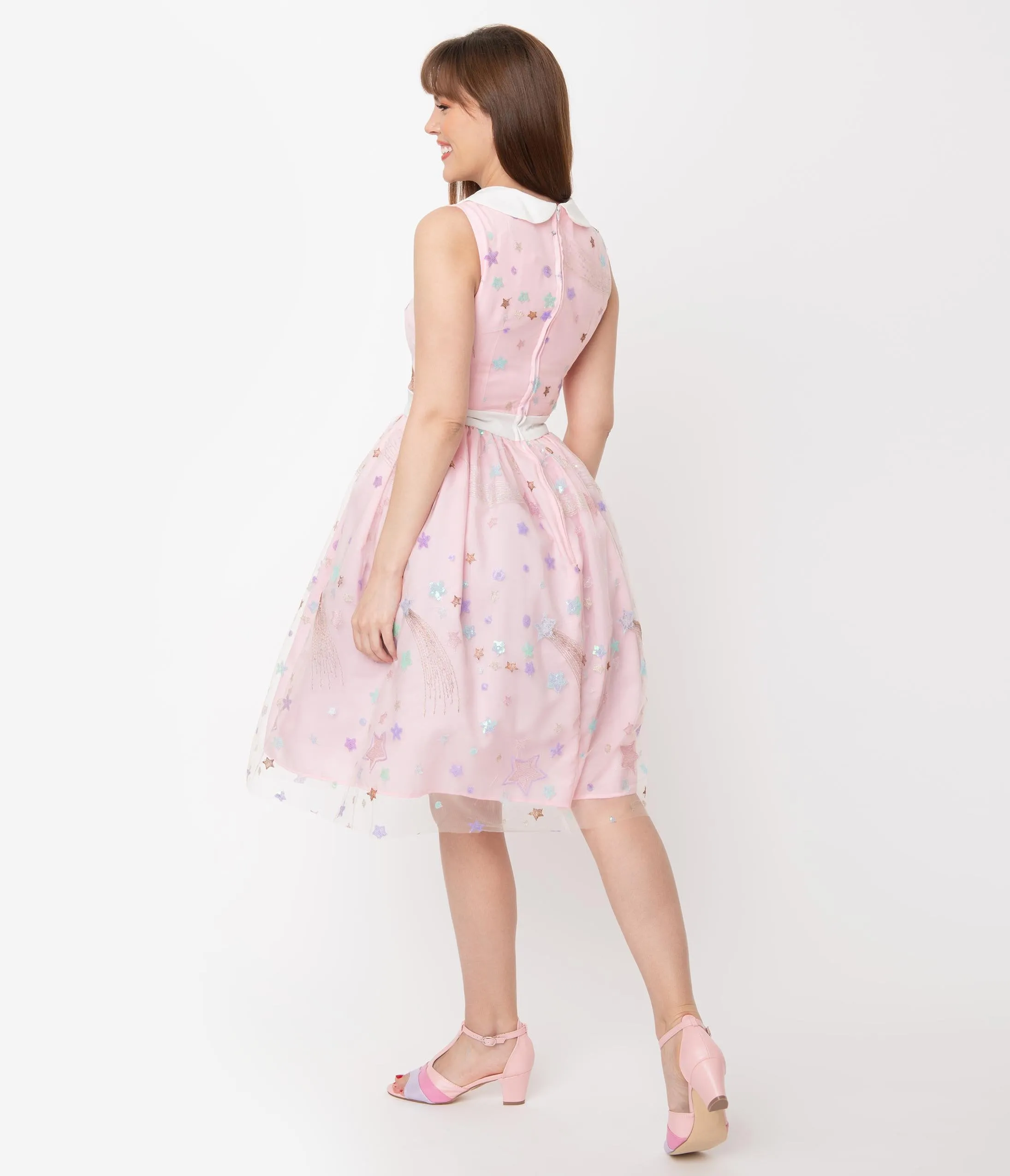 Light Pink & Multi Shooting Stars Tulle Alice Swing Dress