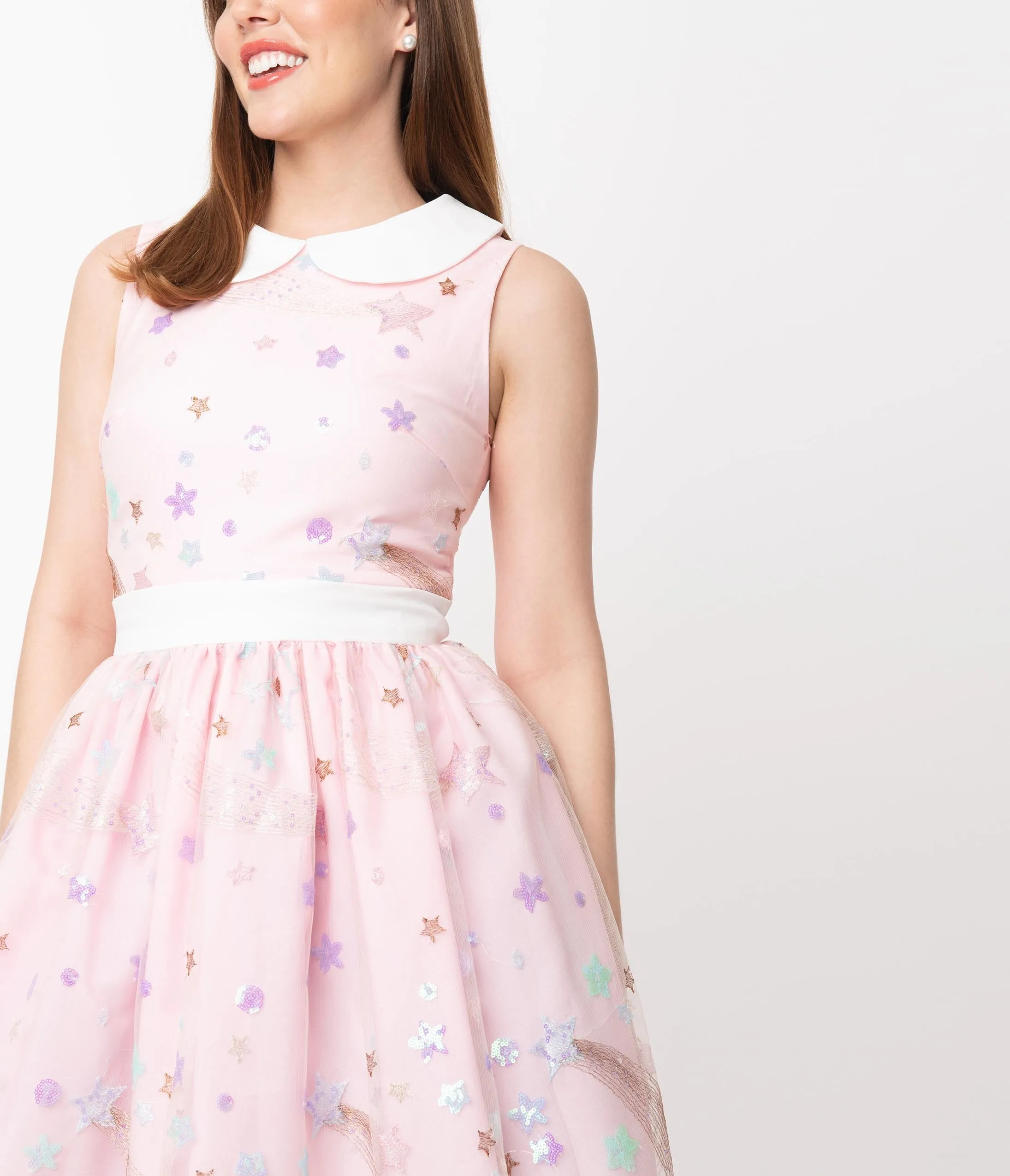 Light Pink & Multi Shooting Stars Tulle Alice Swing Dress