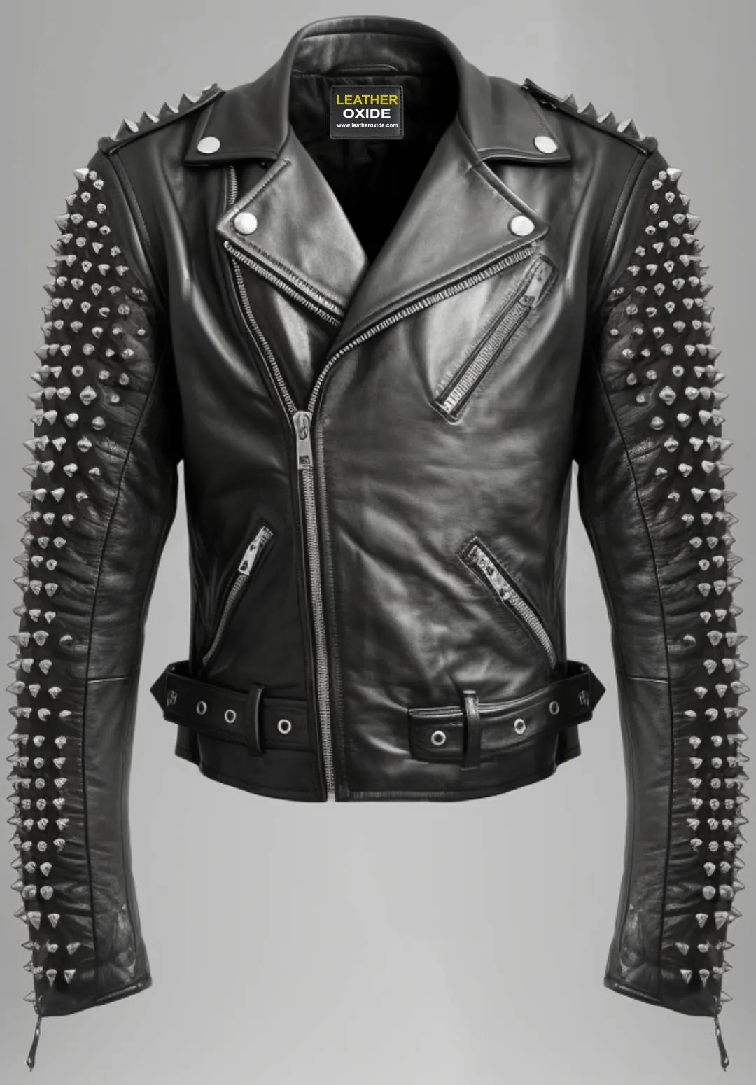 Men Black Studded Biker Stylish Leather Jacket - Biker Leather Jacket