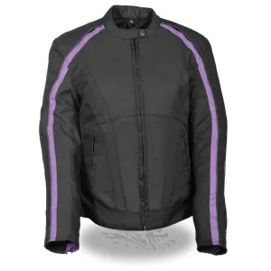 Milwaukee Leather MPL1954 Women's 'Studded Wings' Black and Purple Textile Moto Jacket