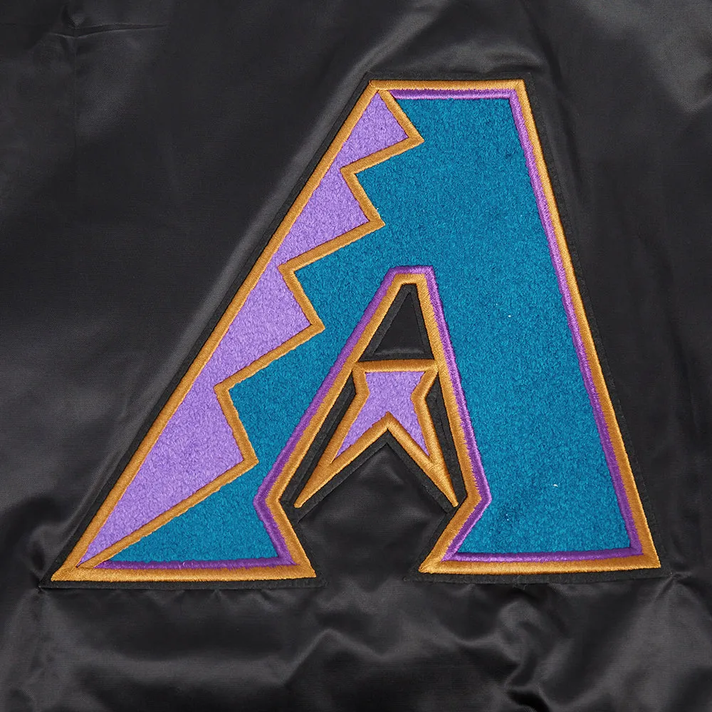 MLB ARIZONA DIAMONDBACKS RETRO CLASSIC WOMEN'S RIB SATIN JACKET (BLACK)