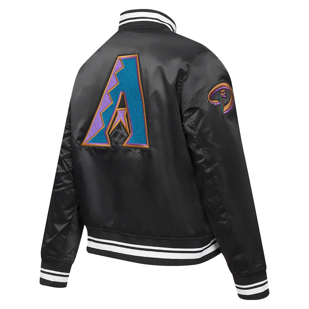 MLB ARIZONA DIAMONDBACKS RETRO CLASSIC WOMEN'S RIB SATIN JACKET (BLACK)