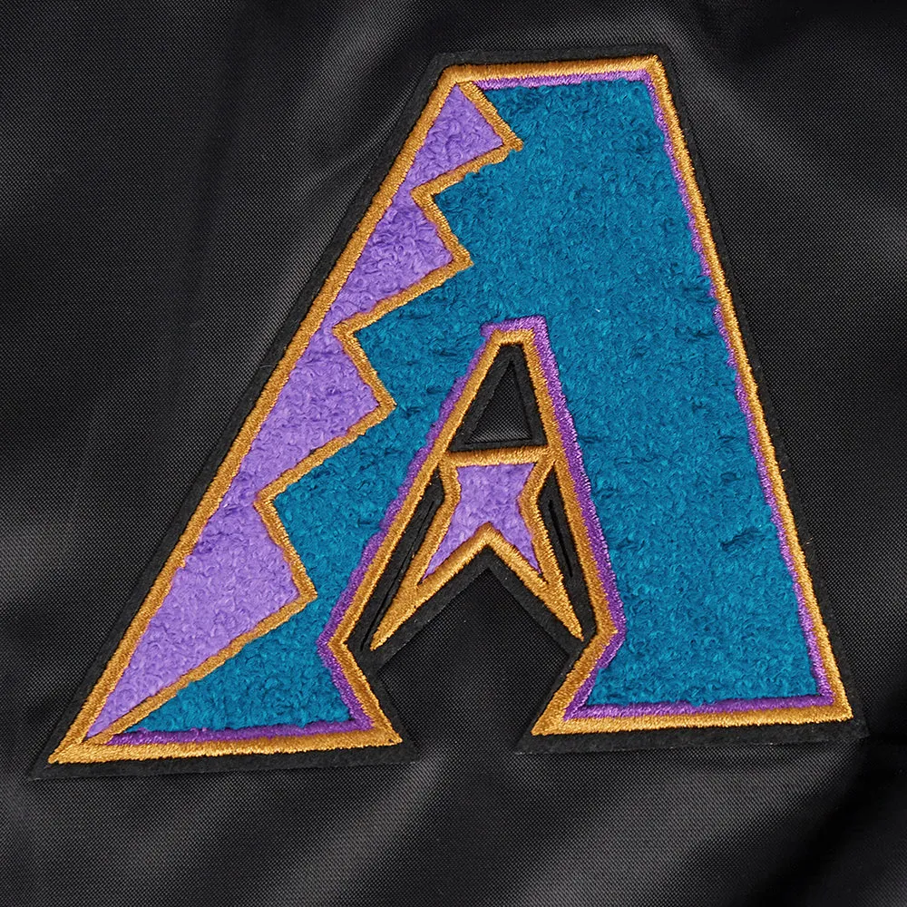 MLB ARIZONA DIAMONDBACKS RETRO CLASSIC WOMEN'S RIB SATIN JACKET (BLACK)