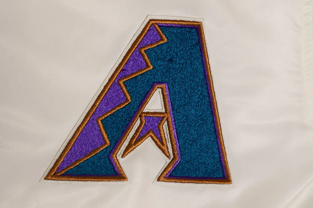 MLB ARIZONA DIAMONDBACKS RETRO CLASSIC WOMEN'S RIB SATIN JACKET (EGGSHELL/ PURPLE)