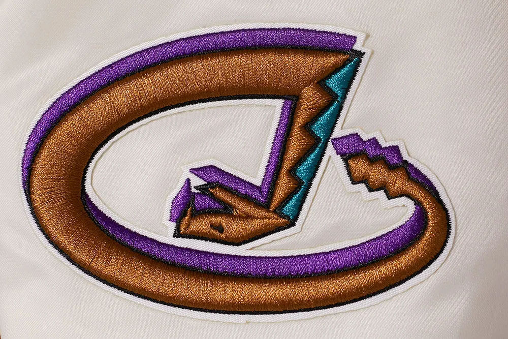 MLB ARIZONA DIAMONDBACKS RETRO CLASSIC WOMEN'S RIB SATIN JACKET (EGGSHELL/ PURPLE)