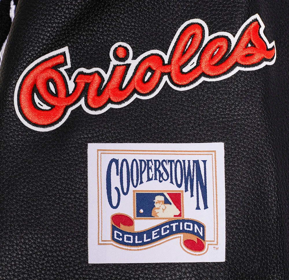 MLB BALTIMORE ORIOLES RETRO CLASSIC MEN'S RIB WOOL VARSITY JACKET (EGGSHELL/BLACK)