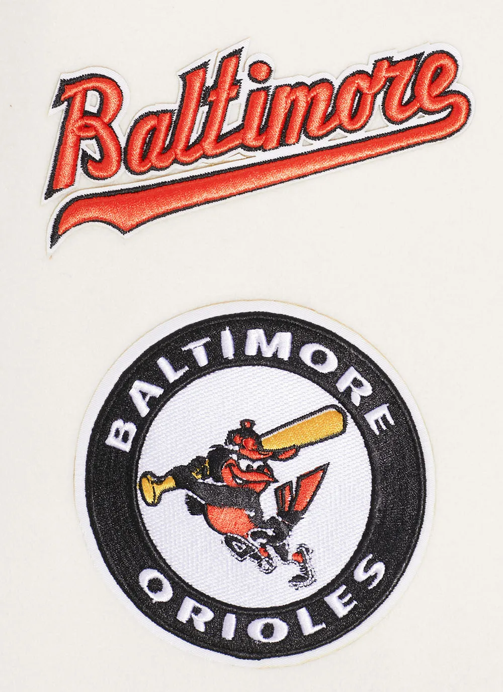 MLB BALTIMORE ORIOLES RETRO CLASSIC MEN'S RIB WOOL VARSITY JACKET (EGGSHELL/BLACK)