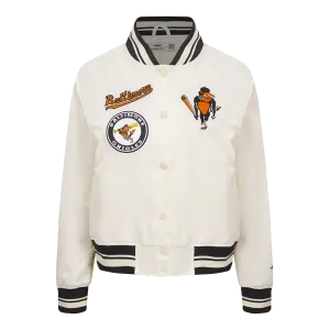 MLB BALTIMORE ORIOLES RETRO CLASSIC WOMEN'S RIB SATIN JACKET (EGGSHELL/ BLACK)